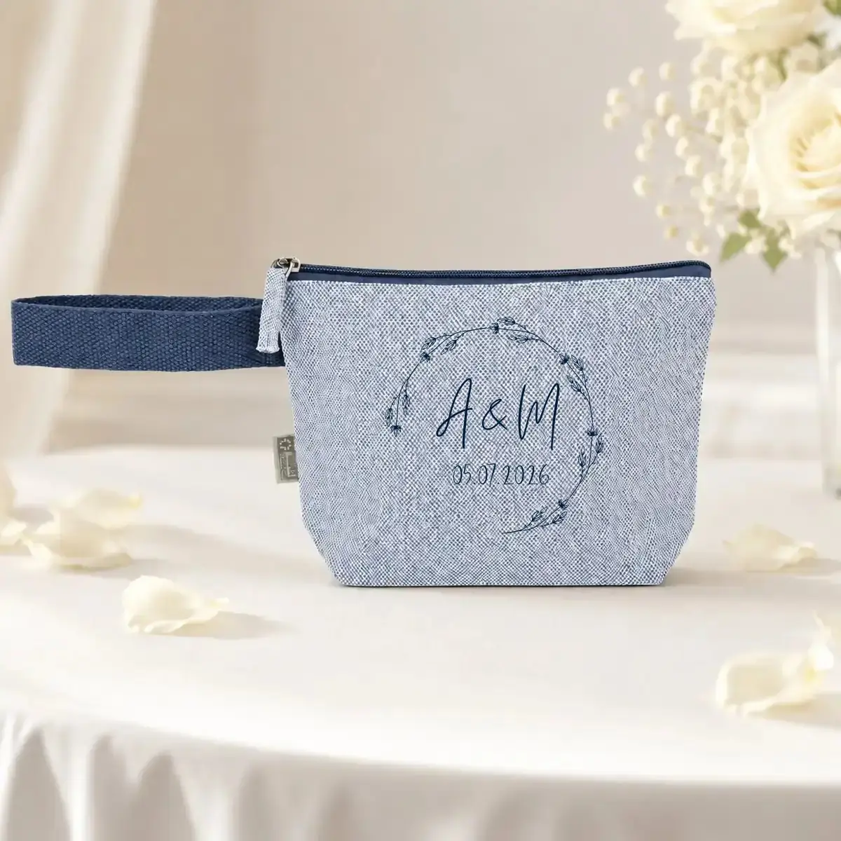 Neceser algodón reciclado azul boda basic