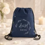 Bolsa cuerdas cremallera marino personalizada para boda, diseño Basic