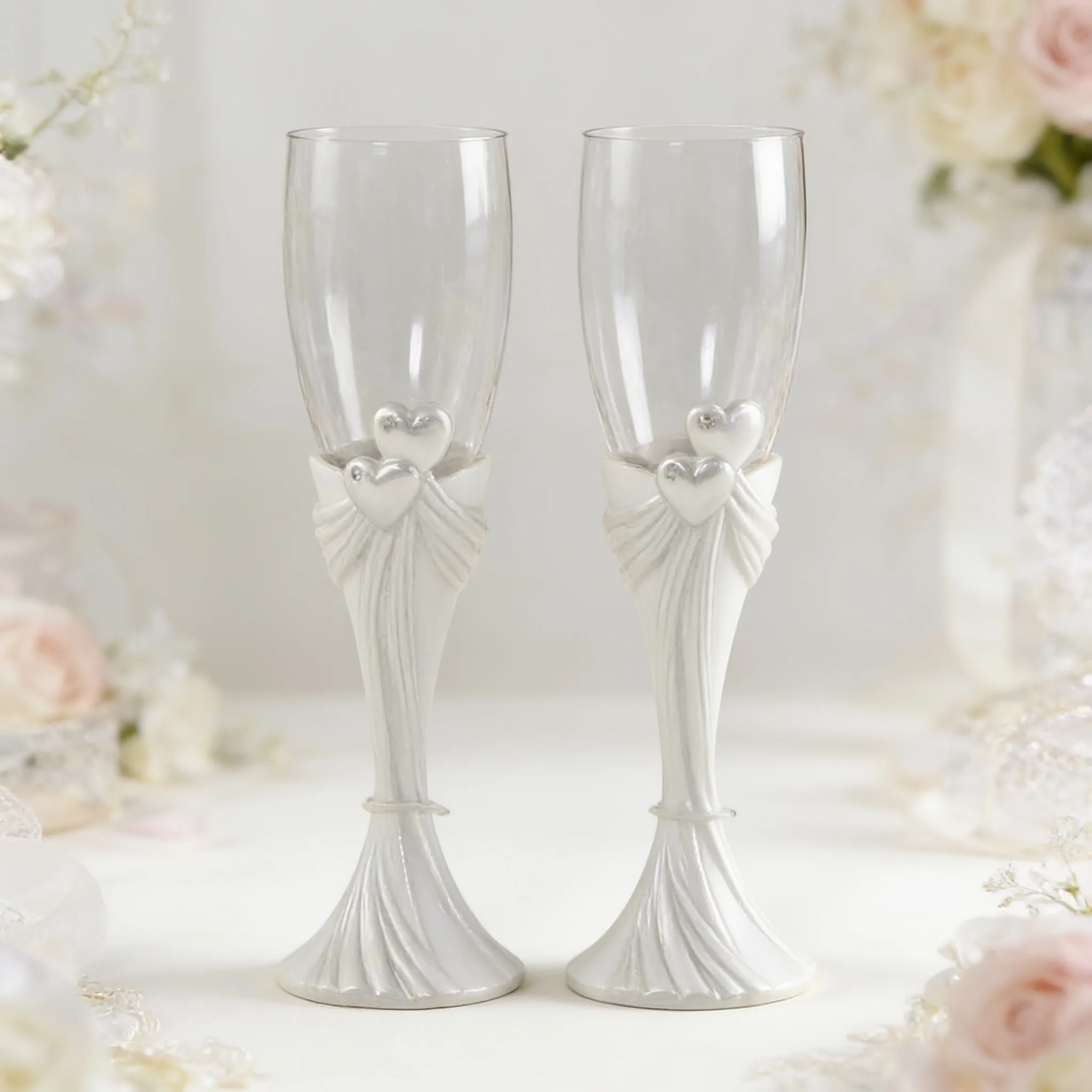 Copas juego 2 unidades con corazones personalizadas para boda