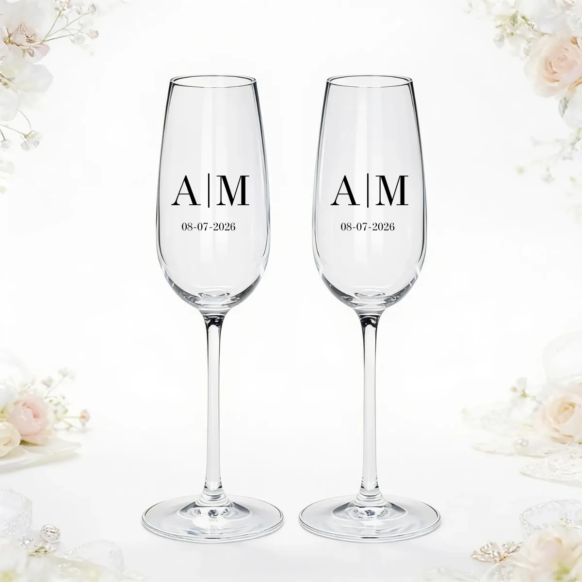 Copa champagne 22cl boda iniciales