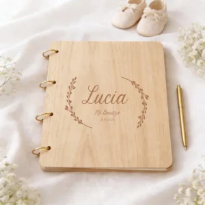Libro de firmas madera a4 bautizo laurel