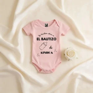 Body bebé rosa 3 meses bautizo biberón y estrellas