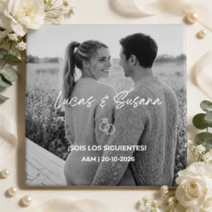 Imán cuadrado boda sois los siguientes