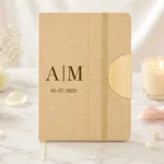 Cuaderno bambú ecológico personalizado para boda con iniciales