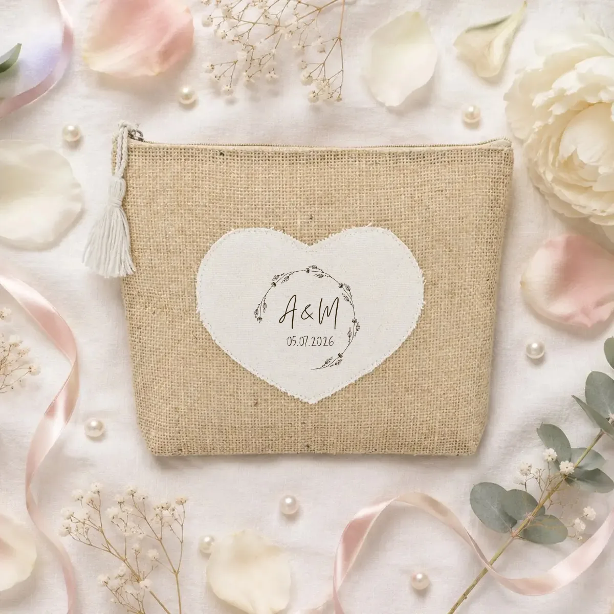 Neceser jute corazón boda basic