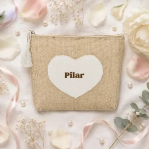 Neceser jute corazón boda nombres