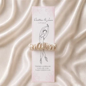 Coletero scrunchie fino blanco boda bailarina floral frase