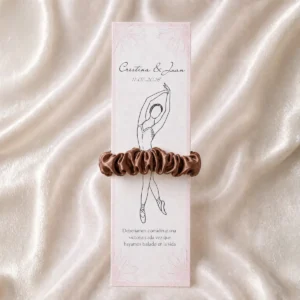 Coletero scrunchie fino marrón boda bailarina floral frase