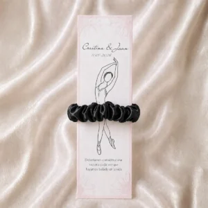 Coletero scrunchie fino negro boda bailarina floral frase
