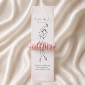 Coletero scrunchie fino rosa boda bailarina floral frase