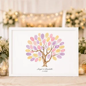 Cuadro huellas marco blanco 40x30cm boda minimal