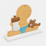 Figura tarta bebé biberón azul de bautizo – foto 2