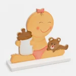 Figura tarta bebé biberón rosa de bautizo – foto 2