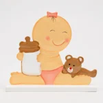 Figura tarta bebé biberón rosa de bautizo – foto 4