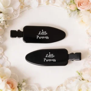 Set de pinzas negras personalizado para boda, diseño Little princess
