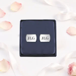 Gemelos plateados con estuche boda homenaje el iniciales