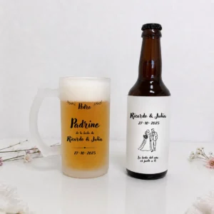 Pack cerveza y jarra con caja detalle rojo boda detalle especial extensión