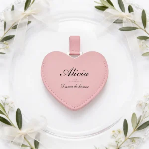 Espejo corazón rosa boda nombre dama de honor