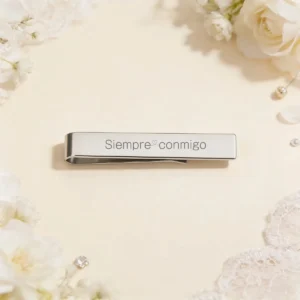 Pasador de corbata plateado clip boda siempre conmigo