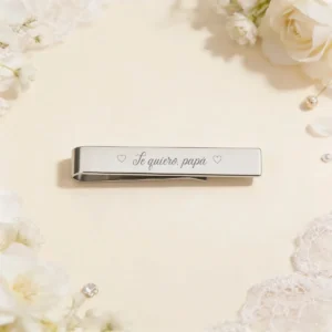 Pasador de corbata plateado clip boda te quiero corazón