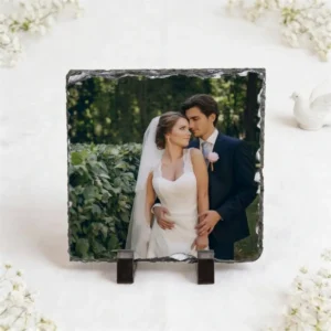 Pizarra portafotos cuadrada 20x20cm boda