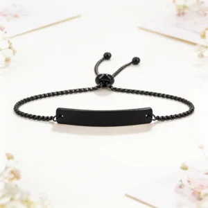 Pulsera acero rectangular negro boda
