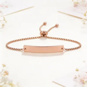 Pulsera acero rectangular oro rosa boda