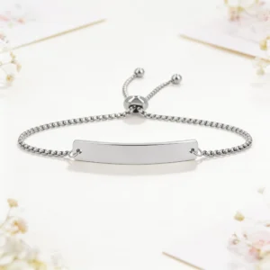 Pulsera acero rectangular plata boda