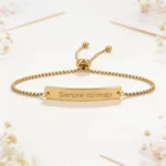 Pulsera acero rectangular oro personalizada para boda, diseño Siempre conmigo