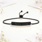 Pulsera acero rectangular negro personalizada para boda, diseño Siempre conmigo