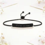 Pulsera acero rectangular negro personalizada para boda, diseño A mi lado siempre