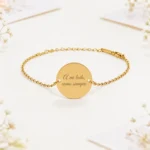 Pulsera acero redonda oro personalizada para boda, diseño A mi lado siempre