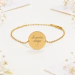 Pulsera acero redonda oro personalizada para boda, diseño Te quiero corazón