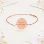 Pulsera acero oro rosado personalizada para boda, diseño A mi lado siempre