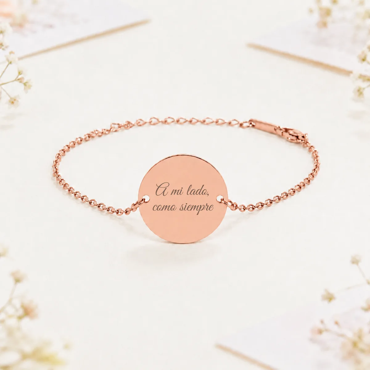 Pulsera acero oro rosado boda a mi lado siempre