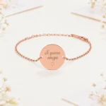Pulsera acero oro rosado personalizada para boda, diseño Te quiero corazón