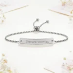 Pulsera acero rectangular plata personalizada para boda, diseño Siempre conmigo