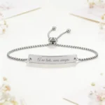 Pulsera acero rectangular plata personalizada para boda, diseño A mi lado siempre