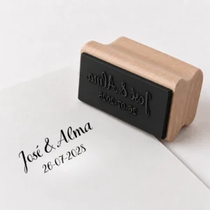 Sello rectangular boda scrip