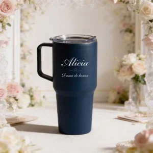 Termo  elegante 600ml azul marino boda bouquet