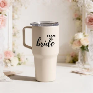 Termo  elegante 600ml beige  boda corazón