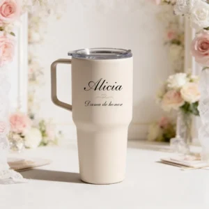 Termo  elegante 600ml beige  boda bouquet