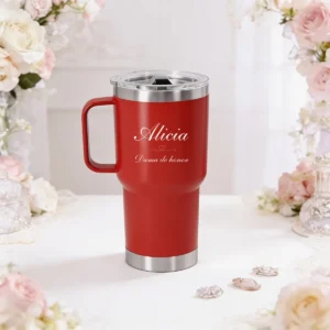 Termo  bordes 600ml rojo boda bouquet
