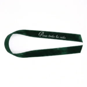 Cinta terciopelo verde oscuro para boda, diseño Cinta ramo personalizado