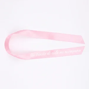 Cinta raso rosa para boda, diseño Cinta ramo personalizado