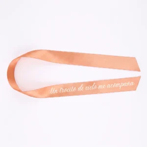 Cinta raso naranja para boda, diseño Cinta ramo personalizado