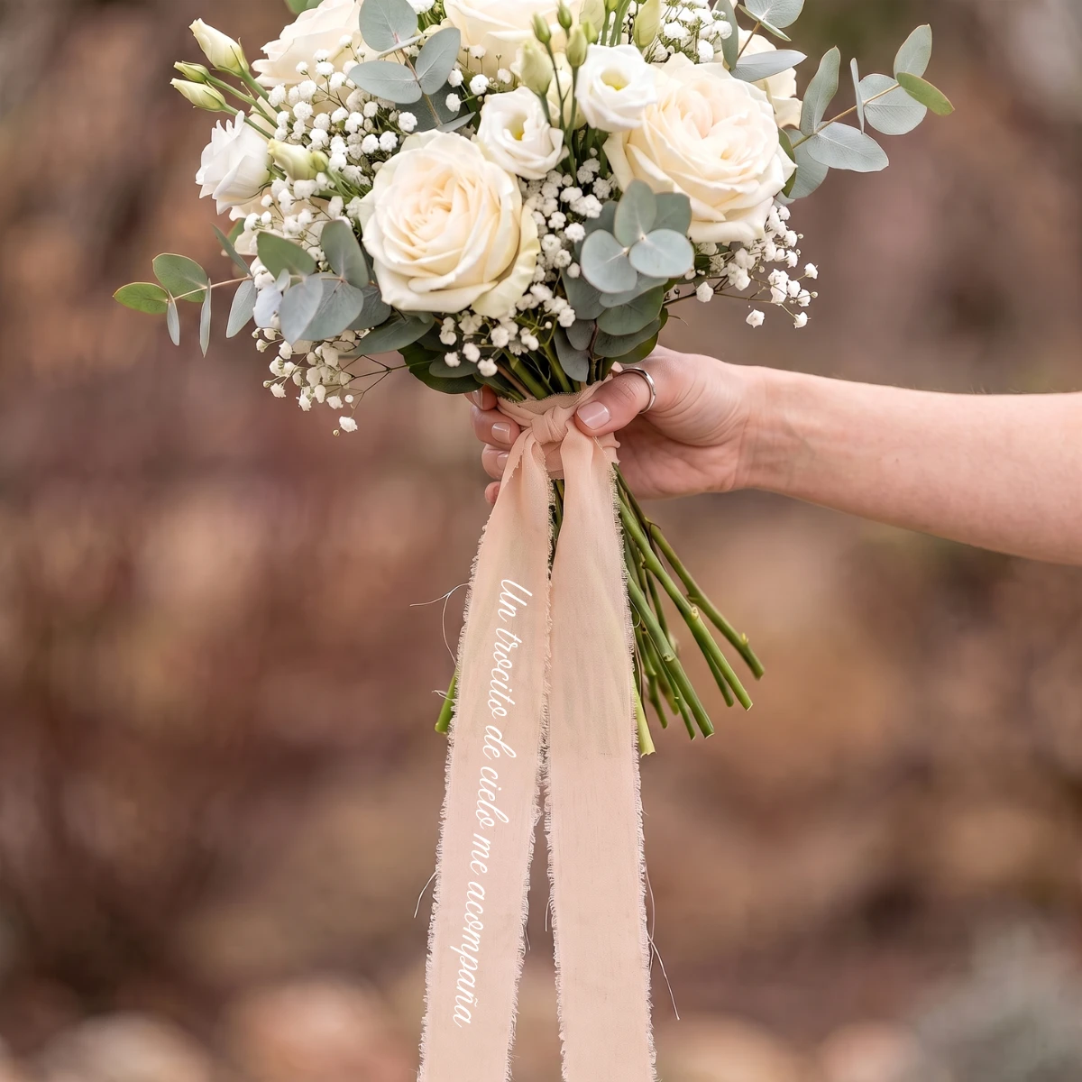Cinta gasa carne para boda, diseño Cinta ramo personalizado – foto 2
