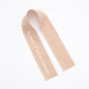 Cinta gasa beige para boda, diseño Cinta ramo personalizado