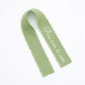 Cinta gasa verde claro para boda, diseño Cinta ramo personalizado