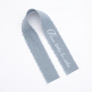 Cinta gasa azul para boda, diseño Cinta ramo personalizado